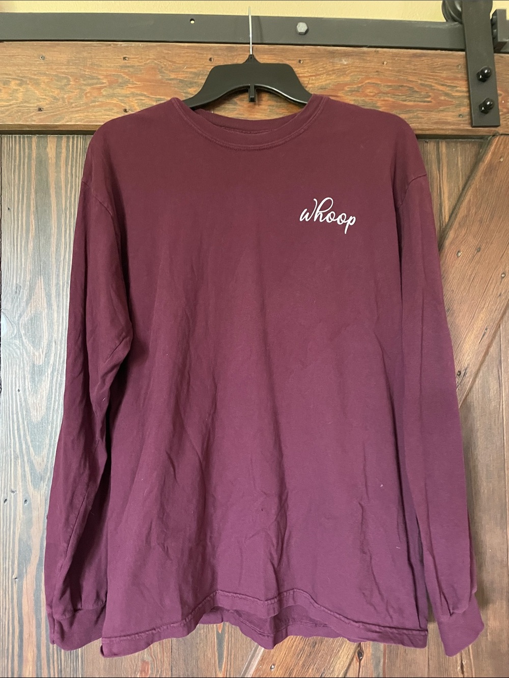 Comfort Colors Long Sleeve Crewneck Shirt - Maroon with White Script